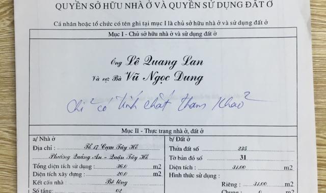 Cần bán 36m2 nhà đất tại Quảng An, Tây Hồ, Hà Nội