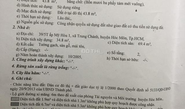 Nhà hẻm Đồng Tâm, xã Trung Chánh, giá 2.17 tỷ TL