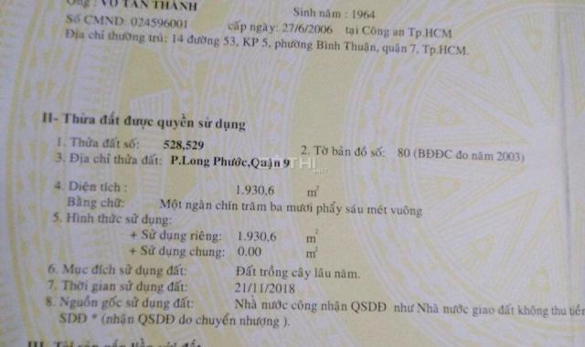 Bán lô đất lớn mặt tiền đường Long Thuận, phường Long Phước, Quận 9