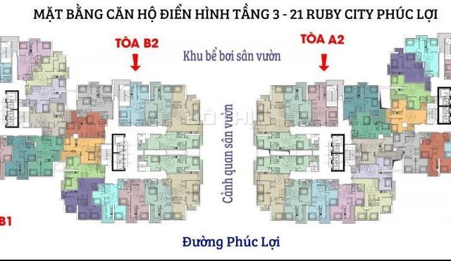 Chính chủ bán gấp CH DT 53m2 view Vinhomes, chung cư Ruby City Việt Hưng, nhận nhà tháng 3/2019