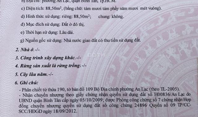 Bán đất thổ cư 100%, đường An Dương Vương, Số 5, An Lạc, Bình Tân. LH 0938816316