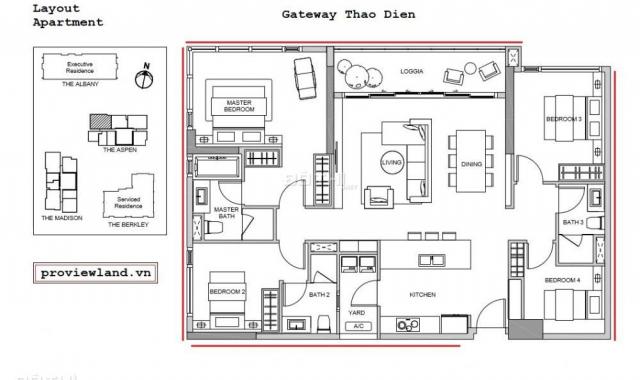 Căn hộ 4PN tầng cao siêu đẹp cho thuê Gateway Thảo Điền 143m2, giá 57.88 triệu/tháng