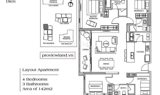 Căn hộ cao cấp block Madison cho thuê 4PN, Gateway Thảo Điền, 142m2, giá 64.82 triệu/tháng