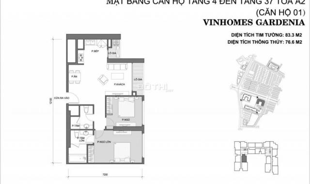Bán gấp căn hộ 2 phòng ngủ tòa A2 - Vinhomes Gardenia Mỹ Đình. Giá cực rẻ