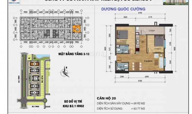 Cần bán chung cư Thanh Hà Cienco 5, DT 69.92m2, 2 phòng ngủ, view hồ, giá gốc 12 triệu/m2