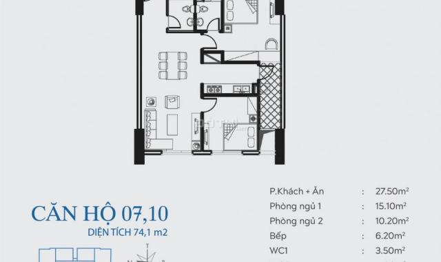 Bán chung cư quận Hoàng Mai nhận nhà ở ngay 3 PN, 76m2, full đồ, giá 1 tỷ 946 tr