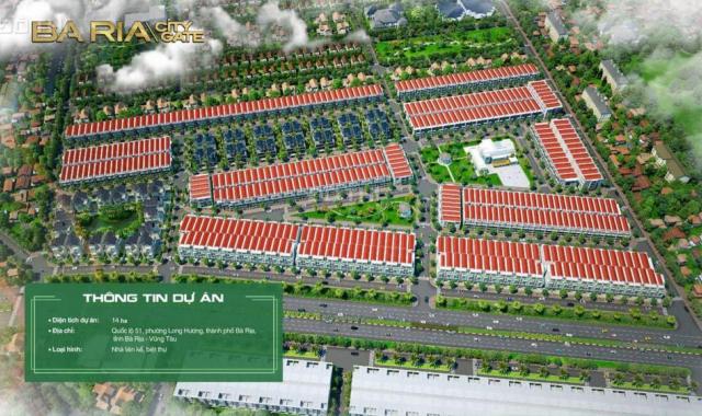Đất nền biệt thự, nhà phố, giá 11 tr/m2 dự án Bà Rịa City Gate - mặt tiền Quốc Lộ 51. LH 0938430460