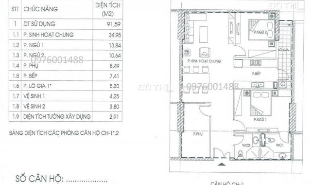 Chung cư IA20 Ciputra 92m2, giá gốc 16.8 tr/m2, chênh 80 tr. LH: 0382276666