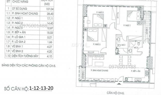 Chung cư IA20 Ciputra 92m2, giá gốc 16.8 tr/m2, chênh 80 tr. LH: 0382276666