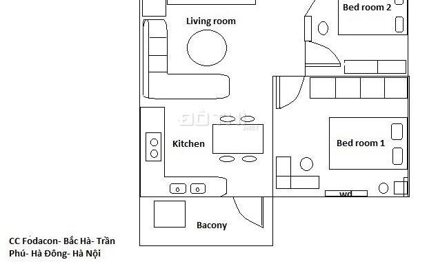 Chính chủ bán căn hộ Fodacon Bắc Hà, 2 phòng ngủ, dt 72m2 đầy đủ nội thất