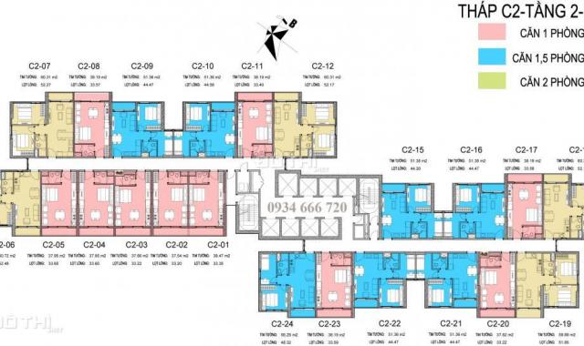 CC cần bán cắt hộ 15, 60m2 căn góc, tòa C2 Soho, giá cắt lỗ 2.25 tỷ