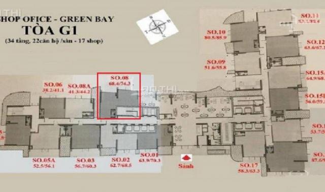 Cần bán lại sàn thương mại tầng 1 dự án Vinhomes Green Bay, dt 68m2, giá bán 6.1 tỷ