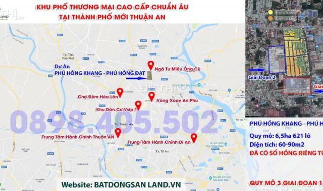 Mở bán dự án phố thương mại Phú Hồng Khang 3 mặt tiền. 1800 nền đẳng cấp nhất Bình Chuẩn