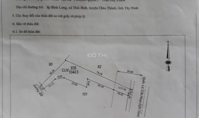 Cần bán gấp đất QL 22B, gần ngã tư Bình Minh, Châu Thành, Tây Ninh