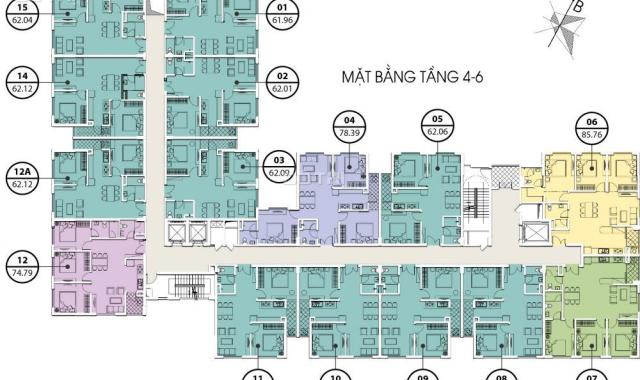 Bán căn hộ tầng DT 62m2 hướng Đông Nam, dự án KĐT Việt Hưng, hỗ trợ 0% LS, CK thanh toán sớm 5%