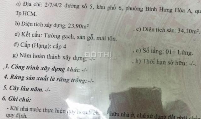 3.1x8m, 1 lầu đường Số 5 giáp Nguyễn Sơn 1% HH MG