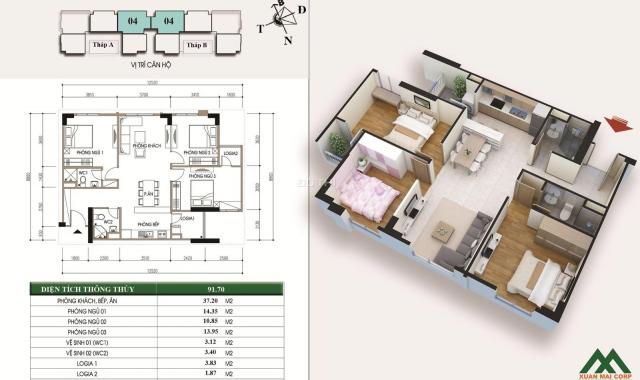 Cần bán căn hộ CT2E VOV Mễ Trì 91m2, ban công Đông Bắc giá rẻ