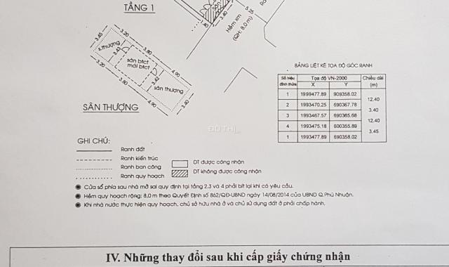 Nhà HXH 6m, Phường 13, Phú Nhuận, DT: 3.4 x 12.4m, 3 lầu