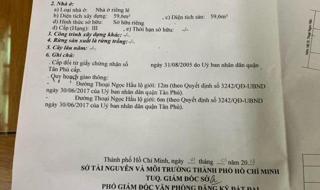 Thoại Ngọc Hầu 2 mặt hẻm thông ra Nguyễn Sơn 4 x 18m (2 Lầu ST). Giá 6.9 tỷ