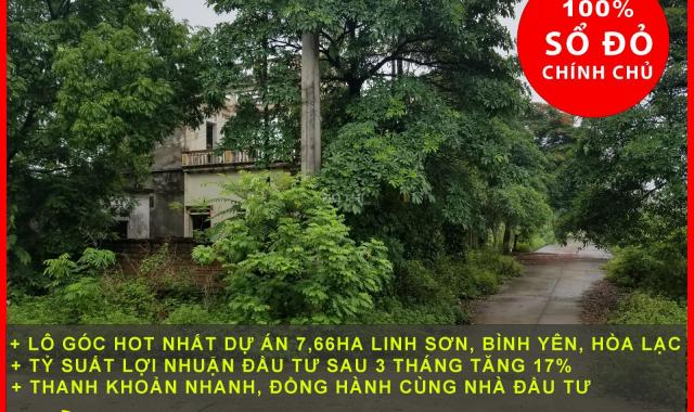 Cần tiền bán gấp lô góc 300m2 tái định cư 7,66ha Linh Sơn, Bình Yên rẻ hơn thị trường 500.000 đ/m2