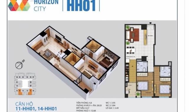 Chính chủ cắt lỗ căn hộ tầng 19 New Horizon 87 Lĩnh Nam, diện tích 79,76m2. Full đồ nội thất