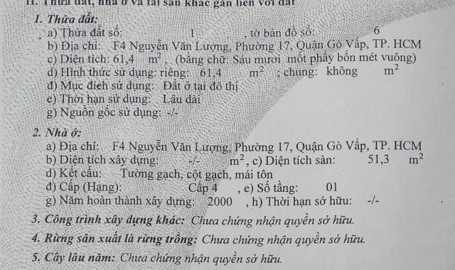 Nhà F3 + F4 Nguyễn Văn Lượng, P. 17, Gò Vấp. 3,5m + 3,6mx18,2m. Hẻm xe hơi