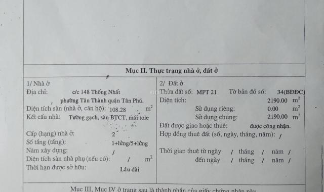 Căn hộ 120m2 tầng trệt 2 mặt tiền C/C 148 Thống Nhất, P. Tân Thành, Q. Tân Phú