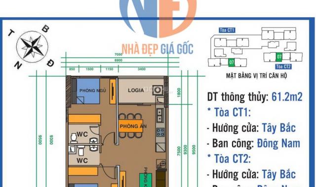 Duy nhất 1 căn 61.58m2 dự án Ban Cơ Yếu chủ nhà cần bán gấp giá gốc chỉ 22 tr/m2