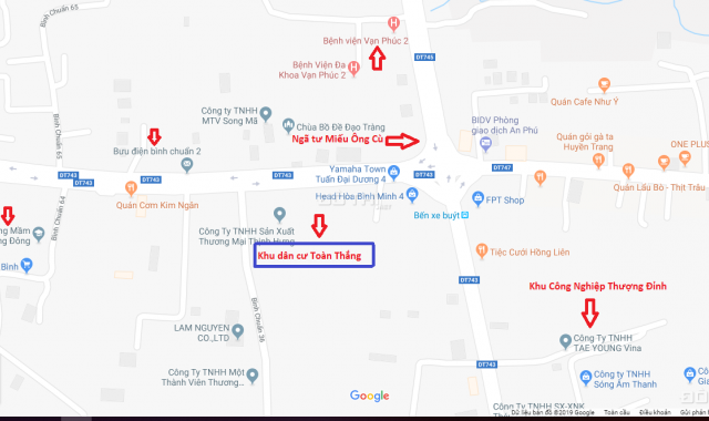 Đất mặt tiền ngã tư Miếu Ông Cù, TP Thuận An, kết nối giao thương, tiện kinh doanh, đầu tư, ở