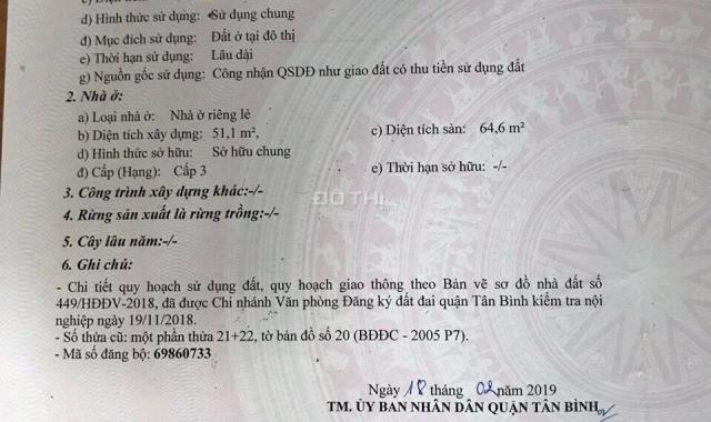 Bán nhà nát HXH, DT: 51m2, giá 4.95 tỷ, thương lượng