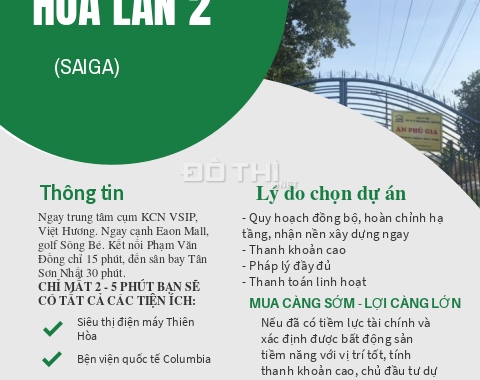 Chỉ 1,3 tỷ/lô đất 80m2 dự án Hòa Lân 2, Vsip 1 mở rộng đường Thuận Giao 22, LH: 0962.123.053 Zalo