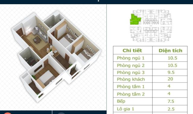 Bán căn hộ tầng 28, 70.78 m2, 3 PN, view hồ Yên Sở