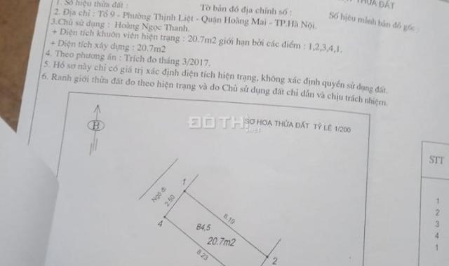 Bán nhà phân lô công an ngõ 2 Đại Từ, Thịnh Liệt, Hoàng Mai, HN, diện tích 21m2, giá 1.5 tỷ TL