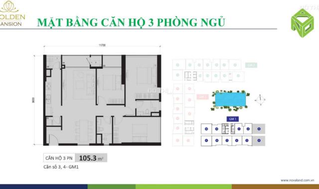 Cần bán gấp CH Novaland Phổ Quang 105m2, giá 4.8 tỷ, 3PN căn góc yên tĩnh view hồ bơi