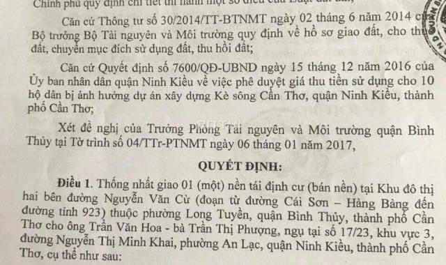 Bán đất tại đường Nguyễn Văn Cừ, P. An Khánh, Ninh Kiều, Cần Thơ diện tích 106m2, giá 979 triệu