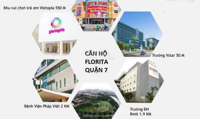 Bán căn hộ Florita MT D1, quận 7 DT 77m2 căn góc, đầy đủ nội thất, giá 3,5 tỷ bao thuế phí