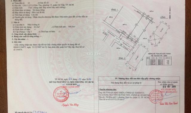 Chính chủ bán nhà gần mặt tiền Lê Đức Thọ, Quận Gò Vấp, giá tốt