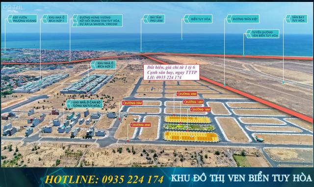 Đất biển Phú Yên đã có sổ, cạnh sân bay Tuy Hòa, ngay khu cán bộ chỉ 1 tỷ 6/nền, đường 20m