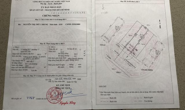 Chính chủ bán nhà đường Nguyễn Oanh, P. 17, Gò Vấp, DT 4x16m