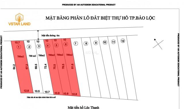 Còn 2 lô cuối (2 và 3) đất Bảo Lộc view hồ Lộc Thanh, diện tích trên 700m2, giá 1.2 tỷ