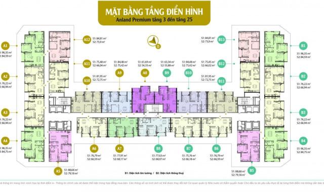 Bán căn hộ B12 chung cư Anland Premium Dương Nội, Nam Cường, dt 66m2. Lh 091 111 3655