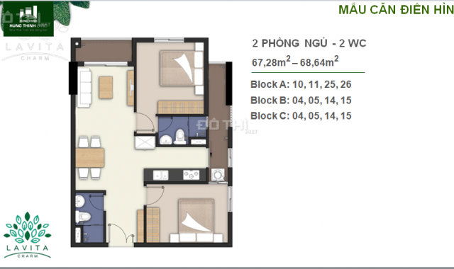 Hưng Thịnh bán căn hộ Lavita Charm 2.1 tỷ/67m2, trả góp 2 năm 0% lãi suất, nội thất cao cấp
