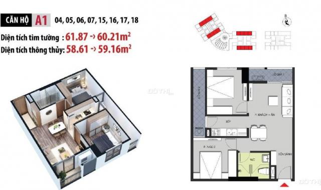 Bán gấp căn hộ 2PN, tầng trung view hồ điều hòa Hateco Xuân Phương, 1.65 tỷ bao phí