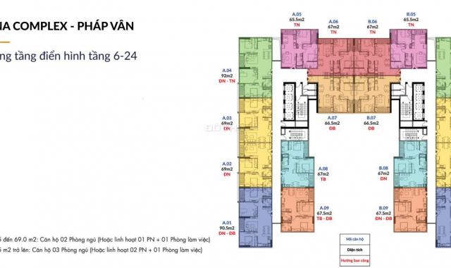 Bán căn hộ chung cư Athena Complex Pháp Vân, Hoàng Mai, Hà Nội, diện tích 67m2, giá 21.5 tr/m2