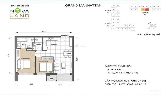 Bán căn hộ 2PN, 2WC Grand Manhattan view nội hồ bơi, giá 10,1 tỷ