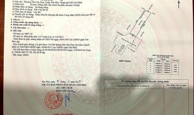 Bán đất ngay UBND quận Tân Phú, 4 x 16m, đường 6m, giá 5,5 tỷ