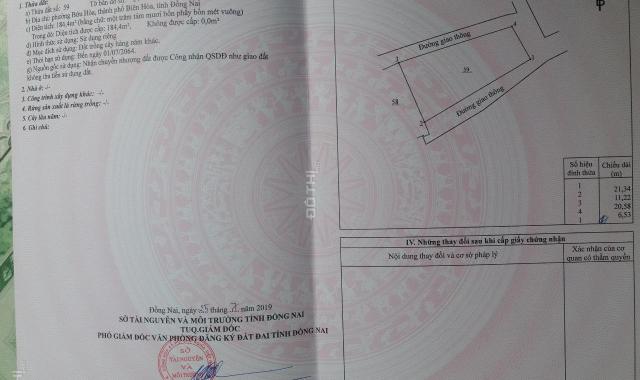 Bán đất Bửu Hòa sổ hồng 3 mặt tiền, 184m2, giá 1,5 tỷ