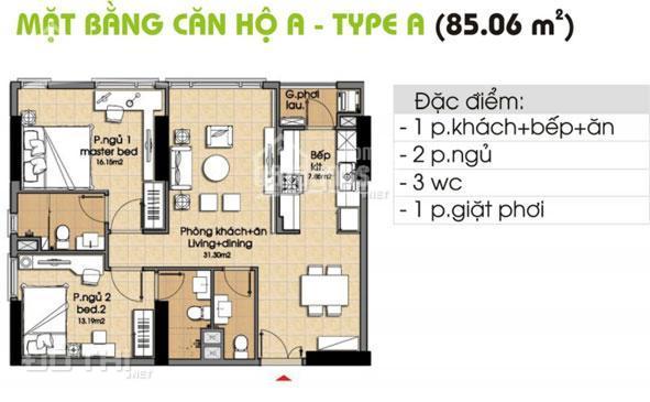 Bán căn hộ Era Town, 85m2, 2 PN, 3 WC, giá 1,7 tỷ, LH: 0938.666.667