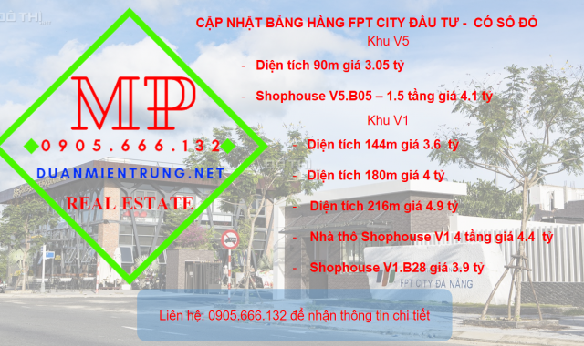 Cập nhật bảng hàng FPT City tháng 9/2019 có sổ đỏ, giá tốt, LH 0905.666.132