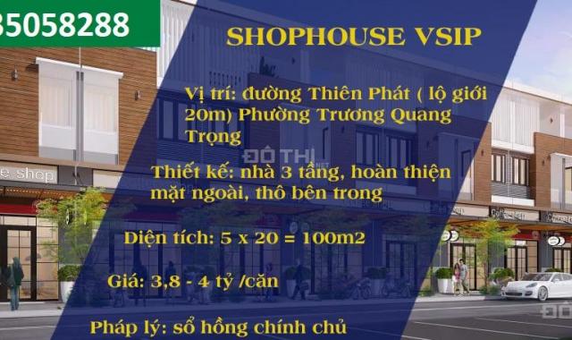 Shophouse TTTP Quảng Ngãi, đã có sổ hồng riêng, thanh toán trong 2 năm hotline 0935.058.288